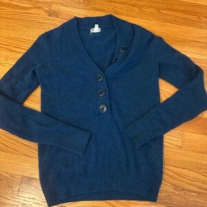 J. Crew Cashmere Deep Blue V-Neck Sweater